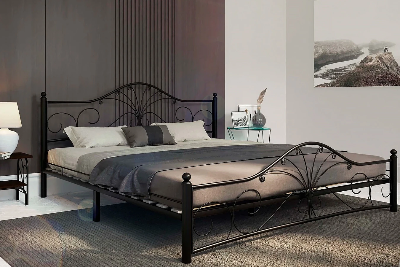 Железная кровать Provance, цвет чёрный Askona - 4 - большое изображение