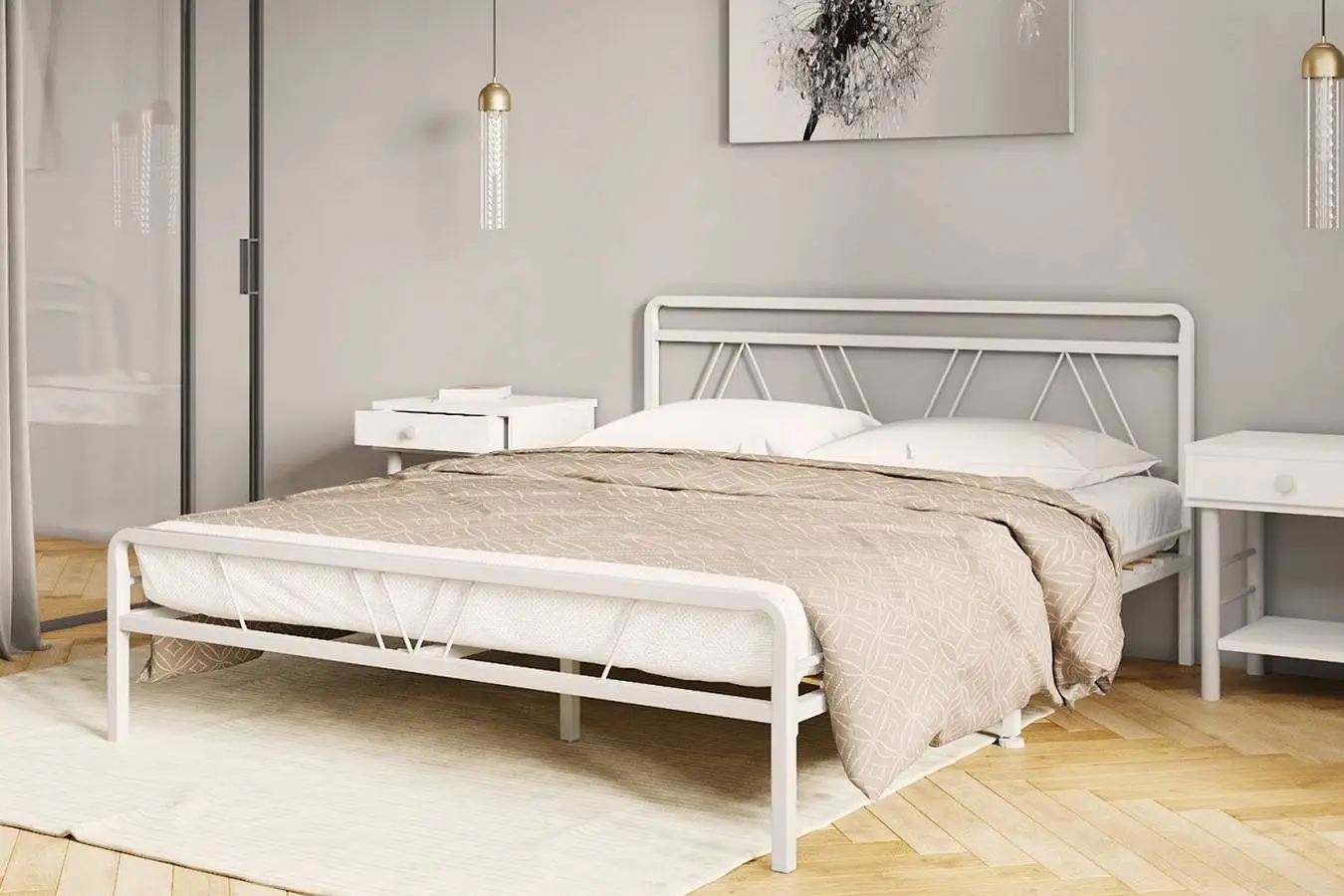 Железная кровать Cassis, цвет белый в спальню Askona фотография товара - 3 - большое изображение