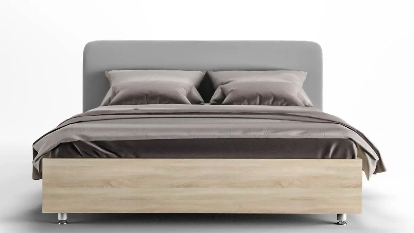 Мягкая кровать Bliss Ice, цвет Дуб Бардолино на высоких ножках с прямым изголовьем Askona фотография товара - 4 - большое изображение