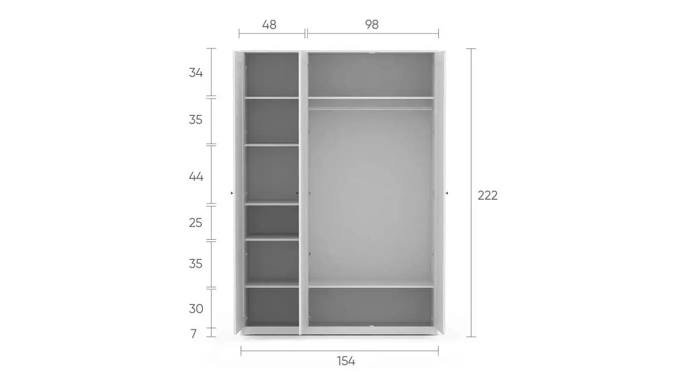 Шкаф трехдверный с зеркалом Neva, цвет: Белый премиум фото - 5 - большое изображение