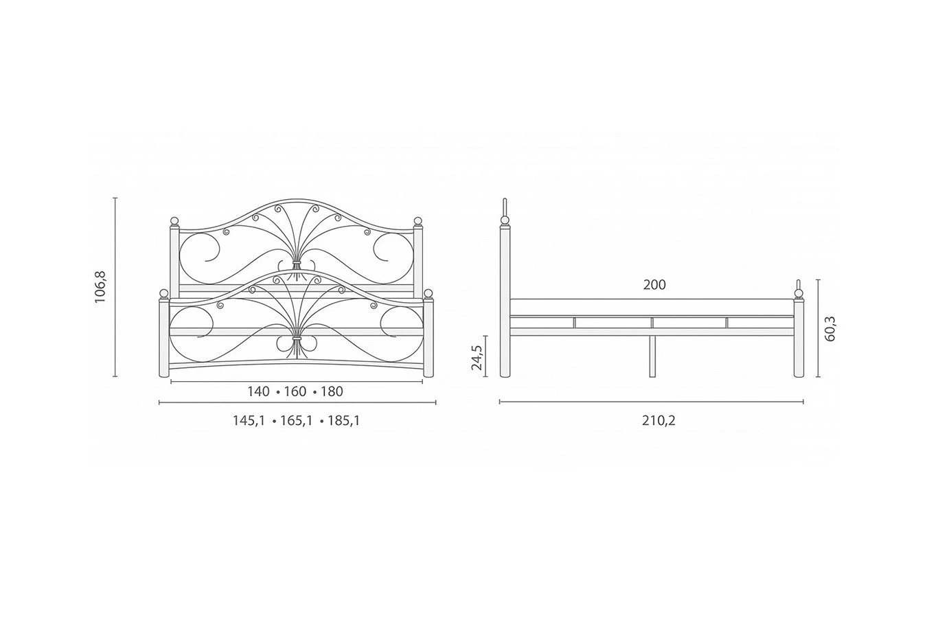 Железная кровать Provance, цвет серый Askona фотография товара - 11 - большое изображение