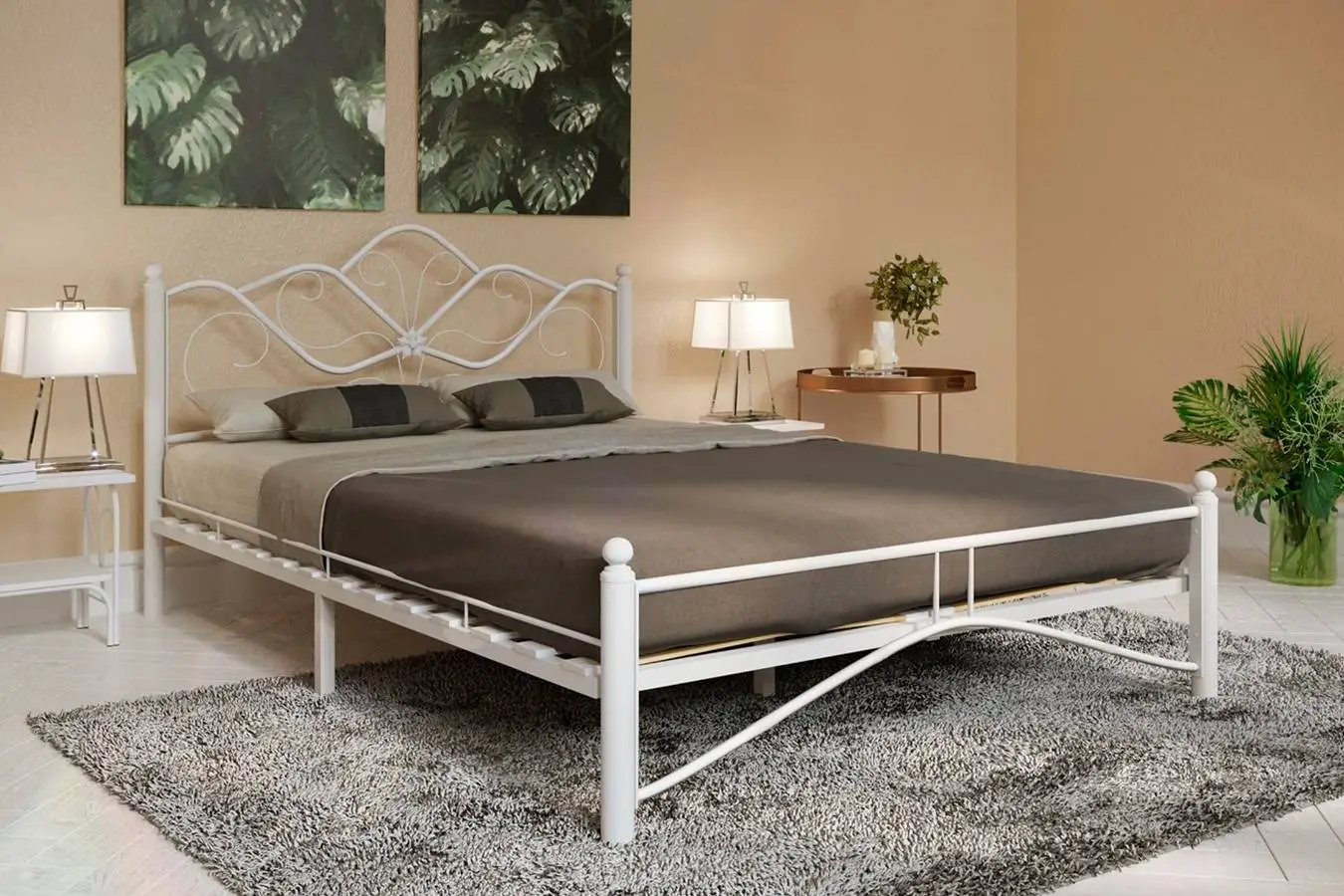 Кованая кровать LUARA, цвет белый в спальню Askona фотография товара - 1 - большое изображение