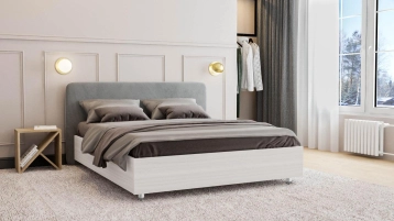 Мягкая кровать Bliss, цвет Белый премиум на высоких ножках с прямым изголовьем Askona фотография товара - 0