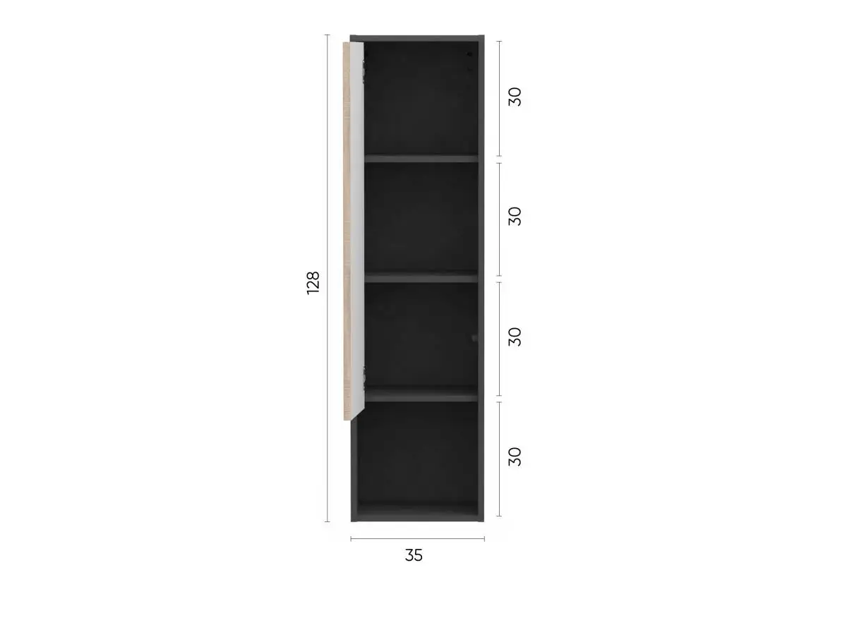 Шкаф навесной однодверный Walm, цвет: Черный Графит + Дуб Сонома фото - 5 - большое изображение