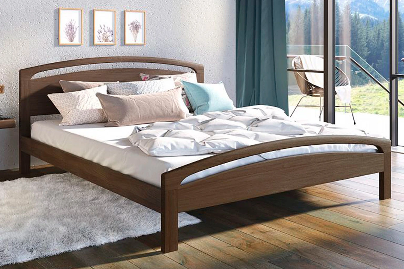 Деревянная кровать Regina, цвет темный орех - 1 - большое изображение