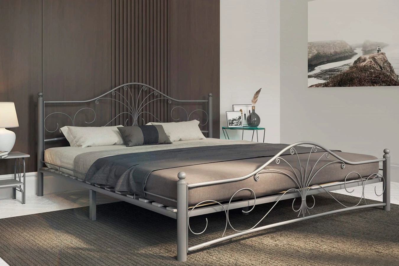 Железная кровать Provance, цвет серый Askona фотография товара - 5 - большое изображение