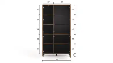 Шкаф четырехдверный со стеклом Stefania, цвет: Орех Линкольн фото - 6 - превью