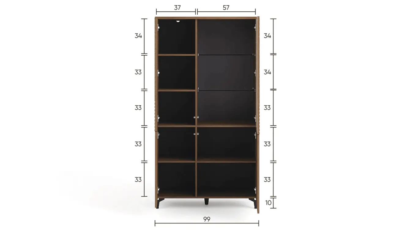 Шкаф четырехдверный со стеклом Stefania, цвет: Орех Линкольн фото - 6 - большое изображение