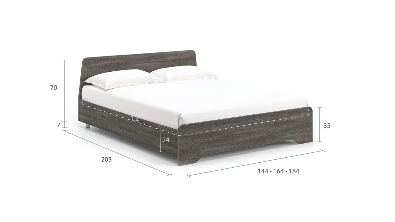 Кровать Artis, цвет Венге из лдсп в современном стиле Askona фотография товара - 2 - большое изображение