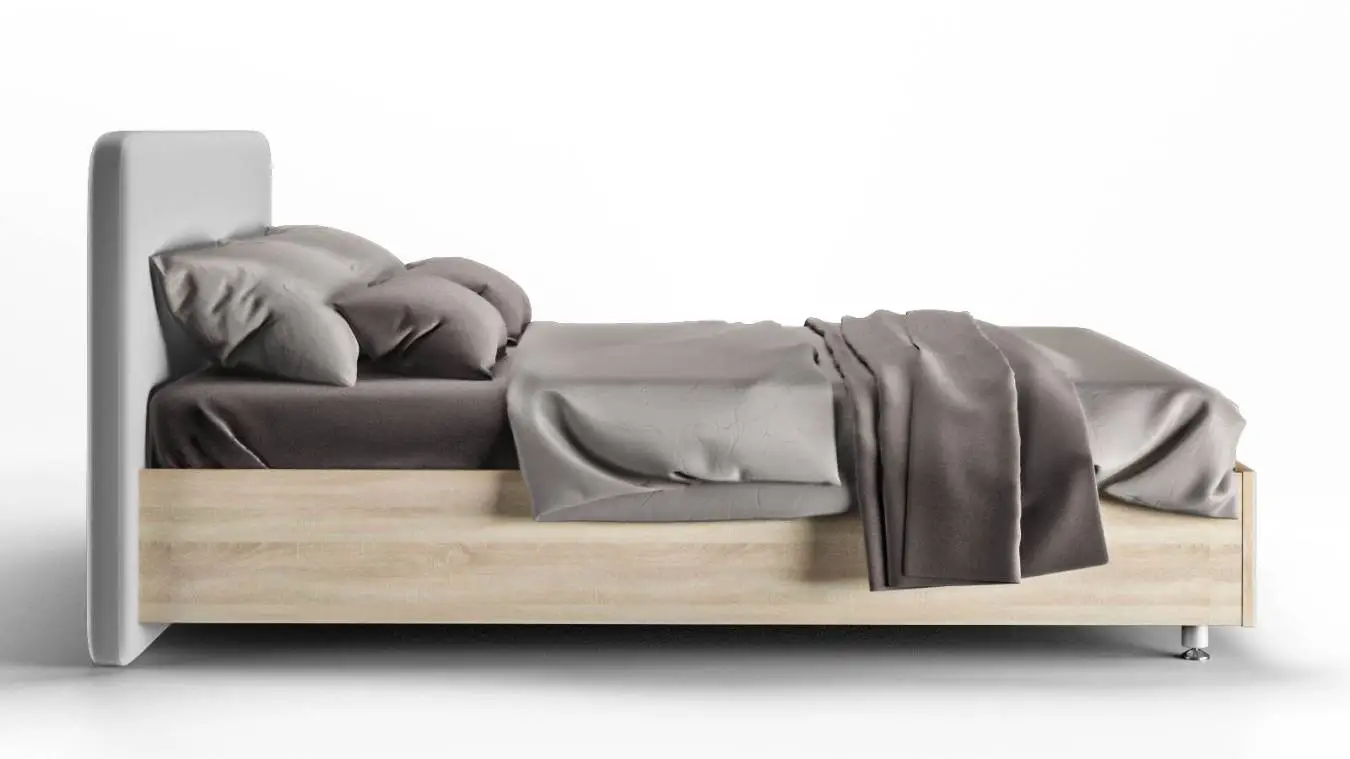 Мягкая кровать Bliss Ice, цвет Дуб Бардолино на высоких ножках с прямым изголовьем Askona фотография товара - 5 - большое изображение