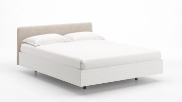 Кровать Gretta, цвет Белый текстурный из лдсп с мягким изголовьем Askona фото - 1