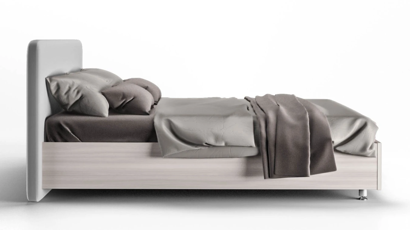 Мягкая кровать Bliss, цвет Ясень на высоких ножках с прямым изголовьем Askona фотография товара - 6 - большое изображение