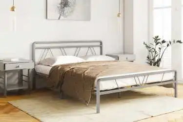 Металлическая кровать Cassis, цвет серый с изголовьем Askona фотография товара - 1 - превью