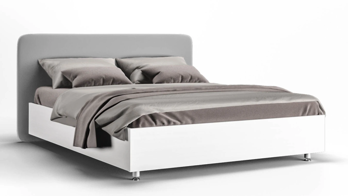 Мягкая кровать Bliss, цвет Белый премиум на высоких ножках с прямым изголовьем Askona фотография товара - 2 - большое изображение