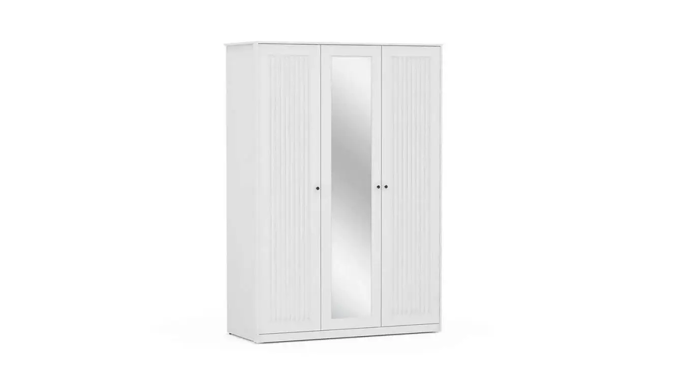 Шкаф трехдверный с зеркалом Neva, цвет: Белый премиум фото - 2 - большое изображение