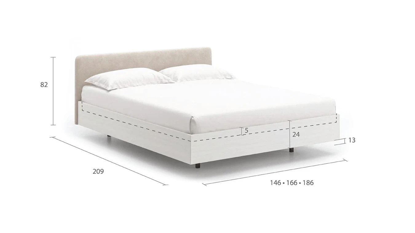 Кровать Gretta, цвет Белый текстурный из лдсп с мягким изголовьем Askona фото - 5 - большое изображение