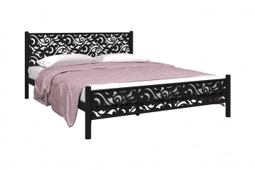 Кованая кровать Parma, цвет Черный шагрень с ажурным изголовьем Askona фото - 2