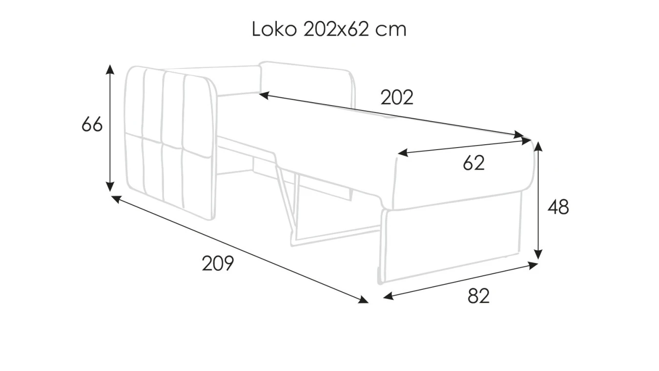 Кресло-кровать LOKO с узкими подлокотниками картинка - 3 - большое изображение