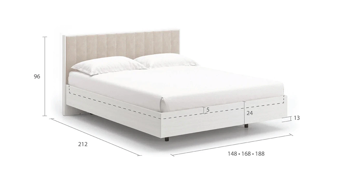 Кровать Jessica, цвет Белый текстурный с мягким изголовьем Askona фото - 6 - большое изображение