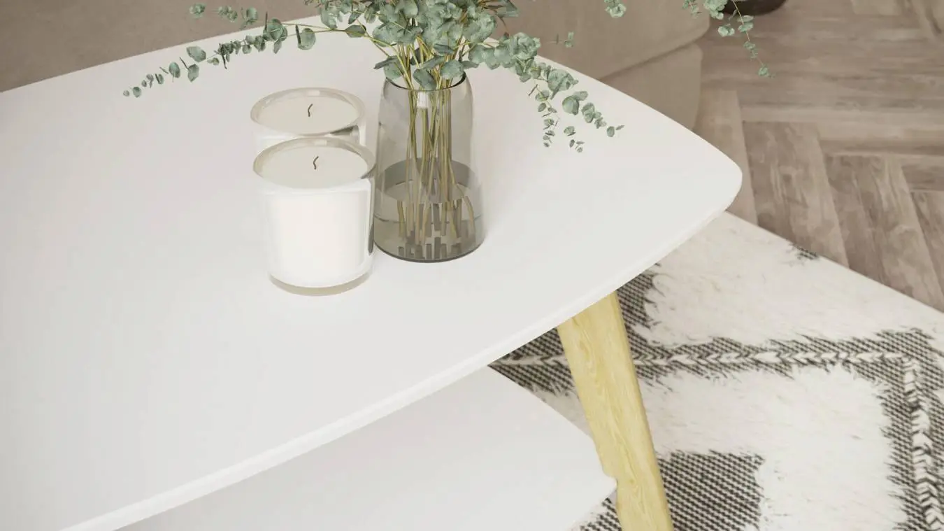 Журнальный столик Barrin, белый/дуб янтарный фото - 4 - большое изображение