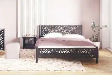 Кованая кровать Parma, цвет Черный шагрень с ажурным изголовьем Askona фото - 2 - превью