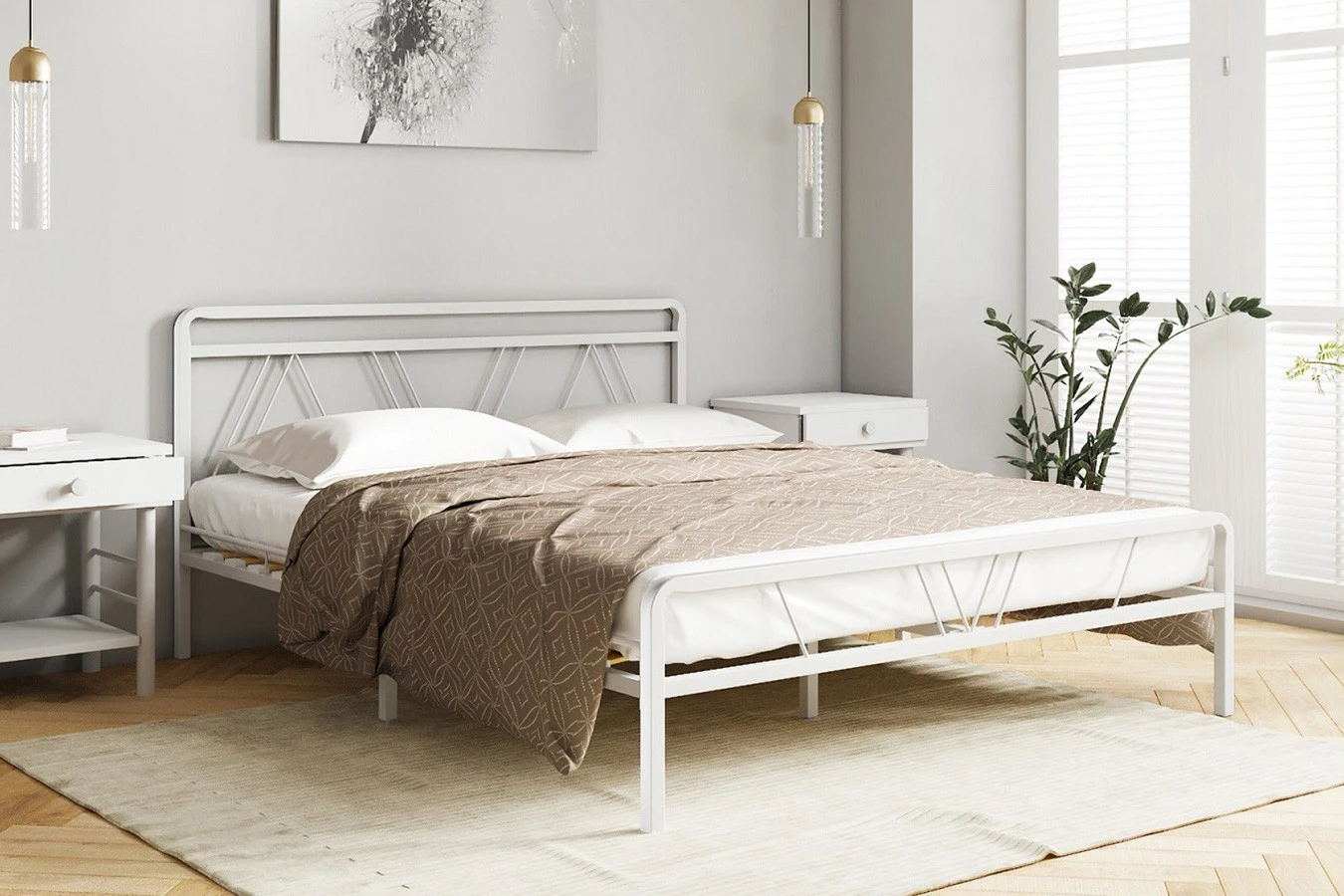Железная кровать Cassis, цвет белый в спальню Askona фотография товара - 1 - большое изображение