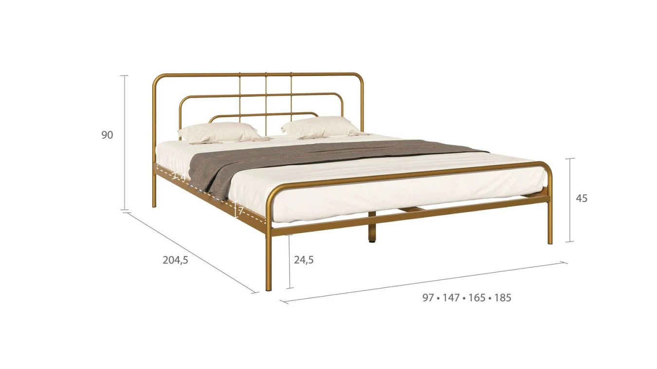 Металлическая кровать Modena Old gold mat в спальню Askona фотография товара - 2 - большое изображение