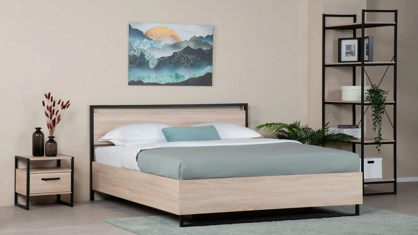Кровать Moris, цвет Дуб бардолино из лдсп в современном стиле Askona фотография товара - 1 - большое изображение