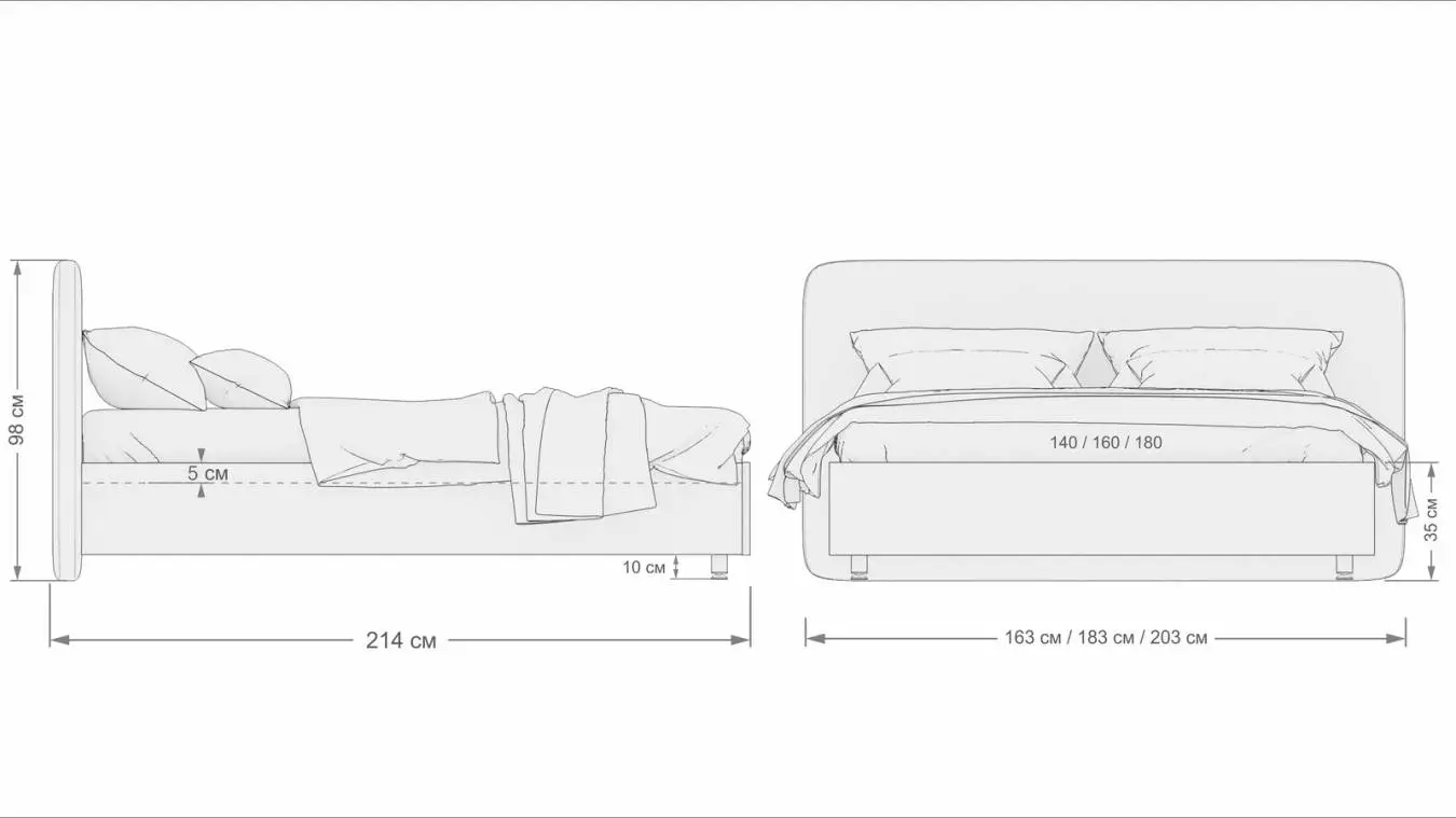 Мягкая кровать Bliss Ice, цвет Дуб Бардолино на высоких ножках с прямым изголовьем Askona фотография товара - 10 - большое изображение