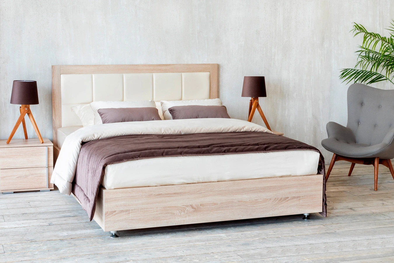 Кровать Innovo Lux Beige с мягким изголовьем Askona фото - 1 - большое изображение