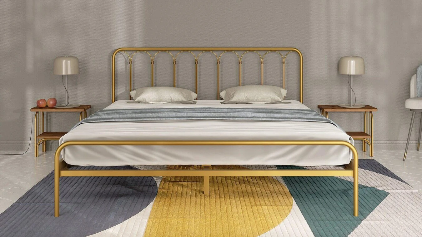 Металлическая кровать Corsa old gold mat в спальню Askona фотография товара - 2 - большое изображение